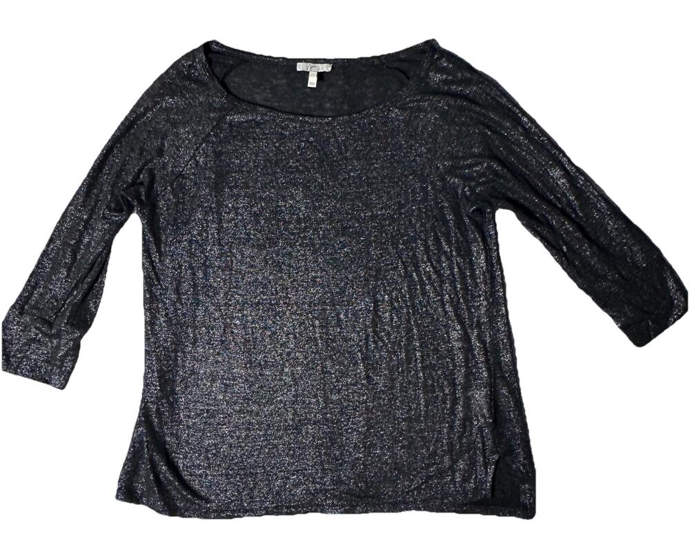 Joie Womens Black Sparked Knit Round Neck Top Shirt Sz XS Classic Old Money